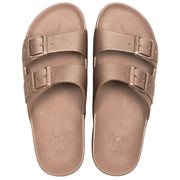 Sandales Cacottes modèle Baleia Copper vue de face : un design élégant avec une teinte cuivre métallique, parfaites pour un look estival chic et tendance.