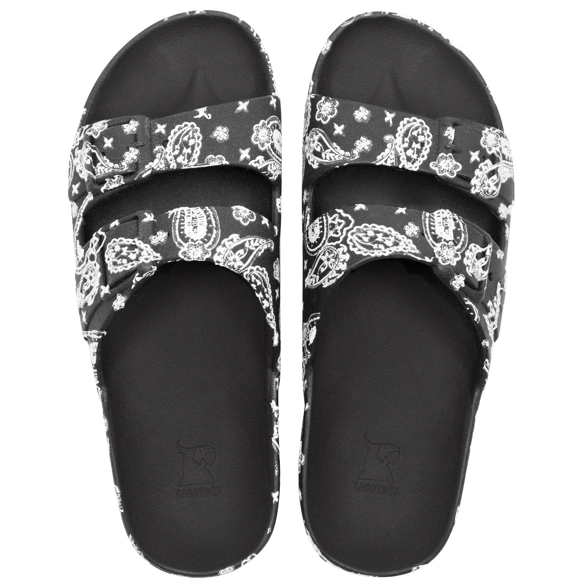 Sandales Cacatoes Bandana Black avec semelle confortable, offrant un style chic et une touche moderne pour un look estival élégant.