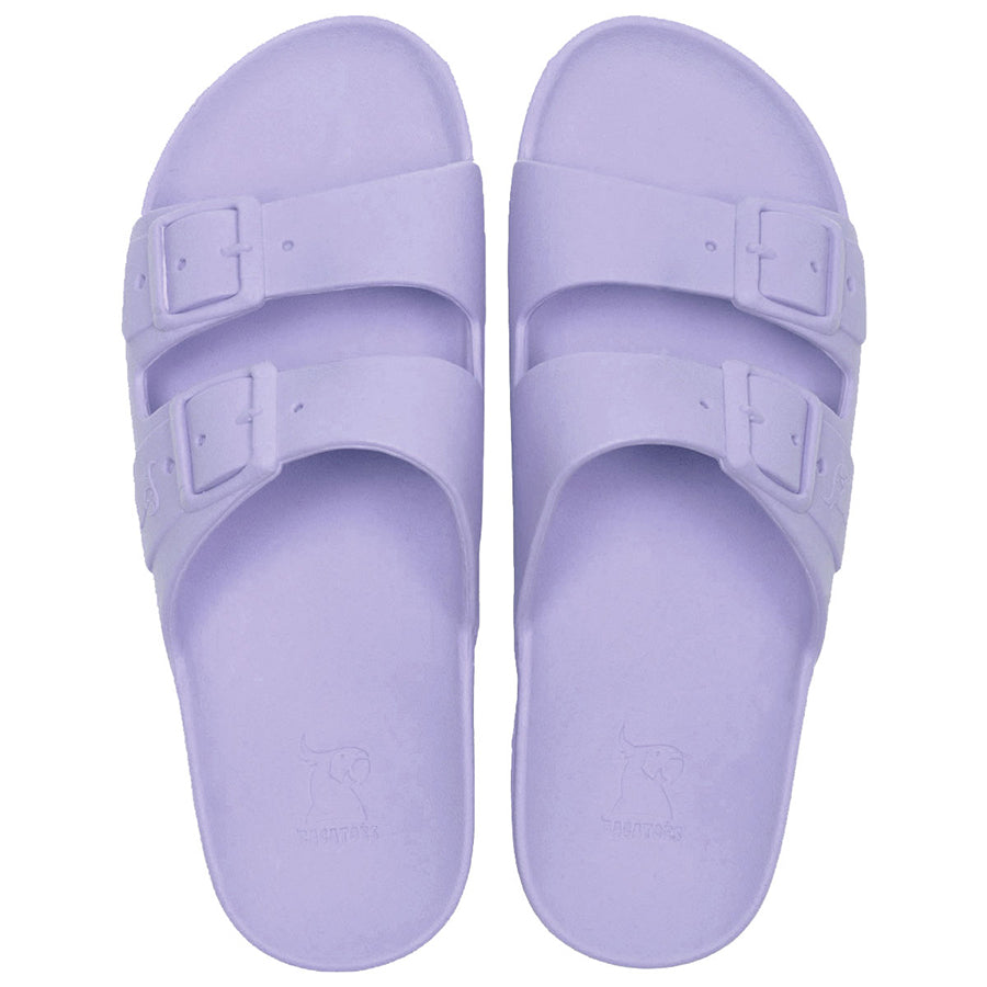 Sandales Cacatoes Belo Horizonte Lavande vues de face, offrant confort et style avec une teinte lavande délicate pour un look estival frais et raffiné.