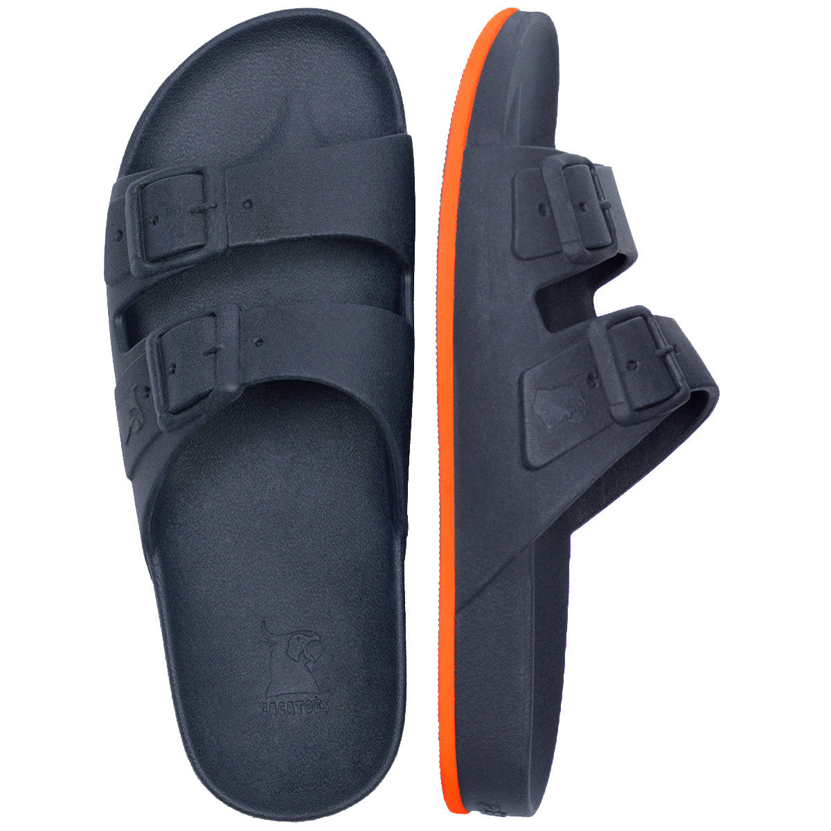 sandales Cacatoes Kids Brasilia bleu marine et orange : parfaites pour un look fun et coloré quand il fait beau ! Elles sont confortables et super pour s'amuser pendant les vacances