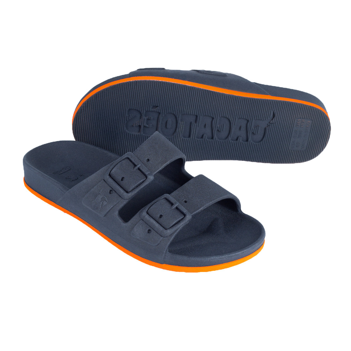 sandales Cacatoes Brasilia bleu marine et orange : parfaites pour un look fun et coloré quand il fait beau ! Elles sont confortables et donnent un style super joyeux à tes pieds