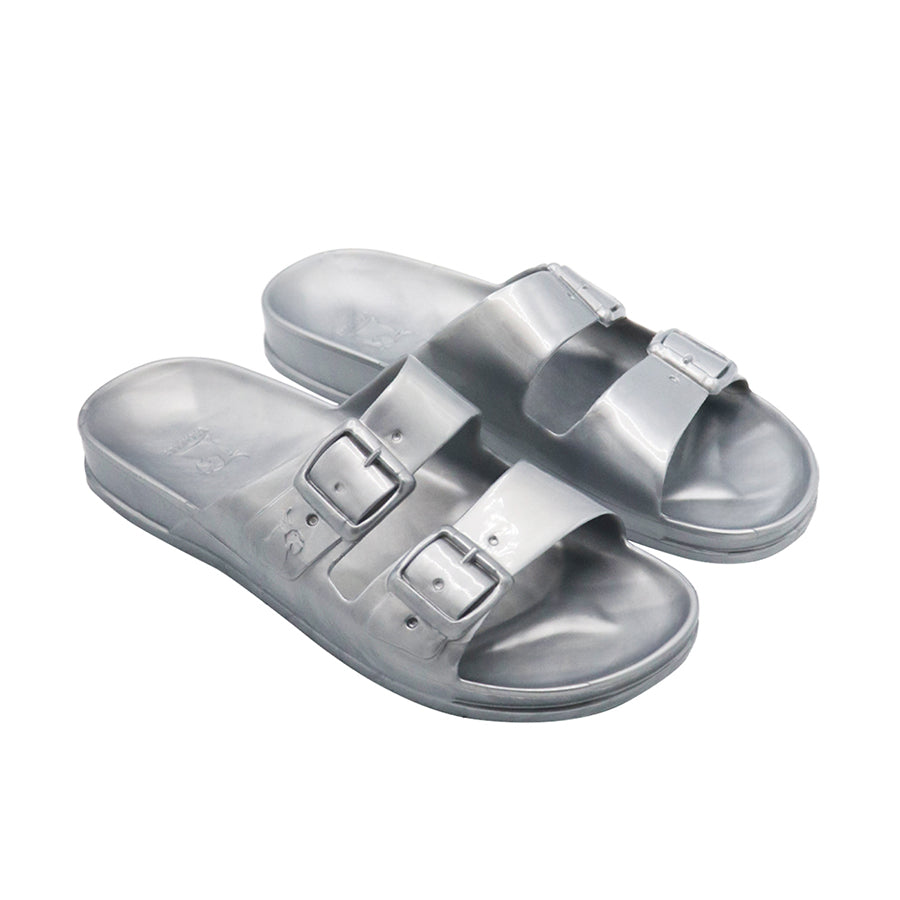 Sandales 3/4 argentées métalliques, modèle Anjo, de la marque Cacatoes