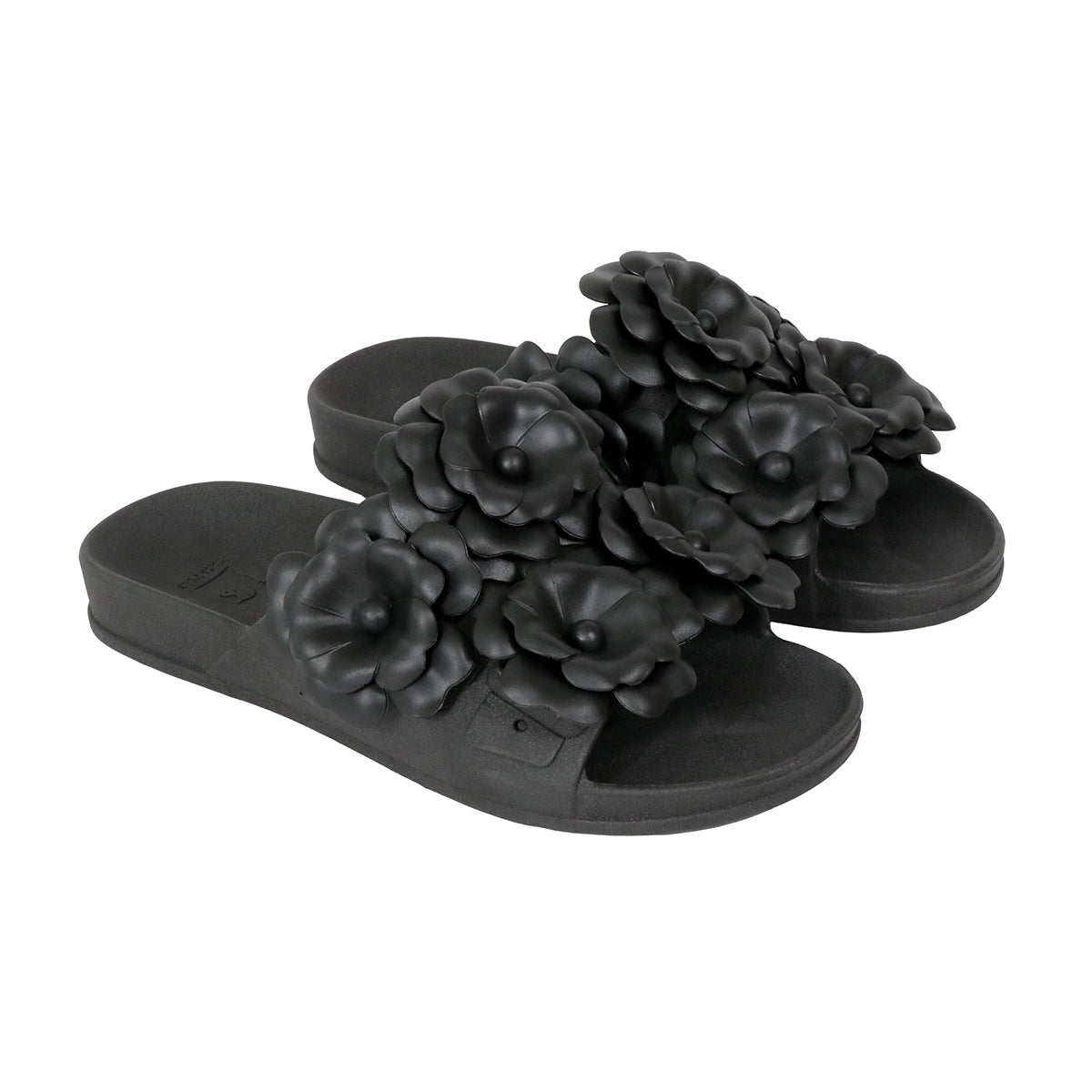 Sandales Cacatoès Camélia Black, vue 3/4, élégantes et confortables, parfaites pour un look décontracté et chic.