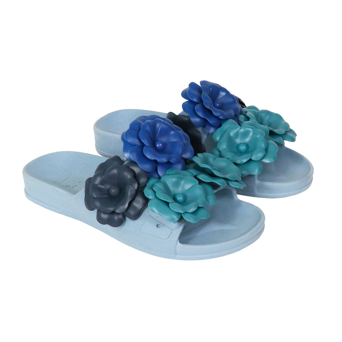 Sandales Cacatoès Camélia Blue Multico, vue 3/4, design vibrant et coloré, confort et style pour l'été.