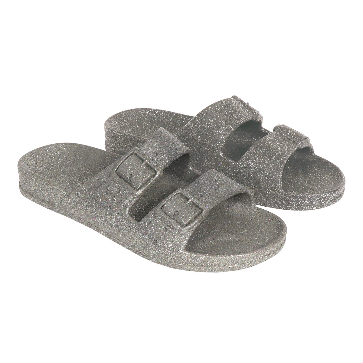 Sandales Cacatoès Carioca Cool Grey, vue de 3/4, élégant et confortable pour un look moderne et chic.