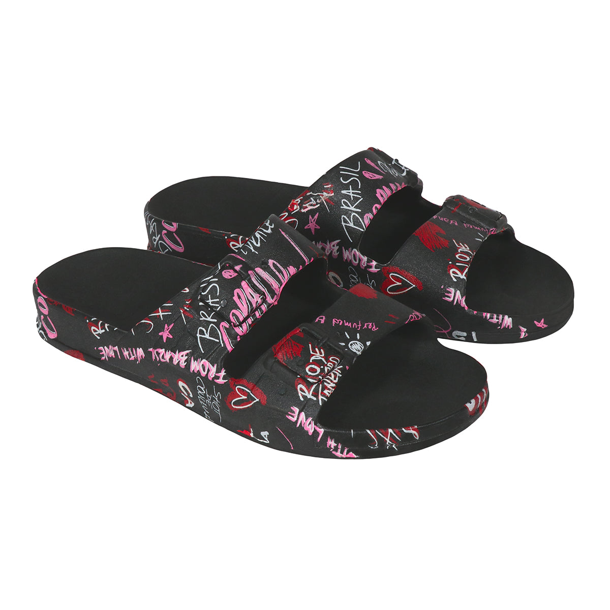 Sandales 3/4 à motif graffiti, couleur rose, de la marque Cacatoes