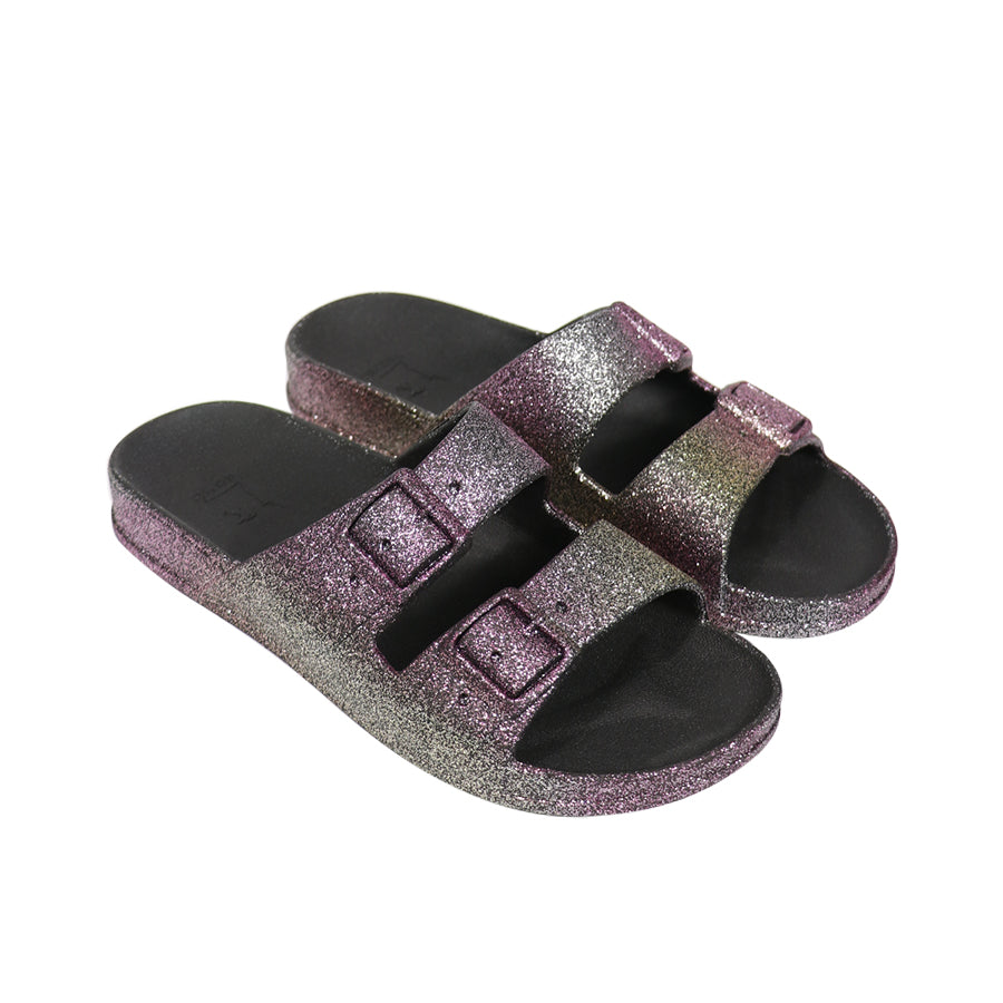 Sandales noires à paillettes, modèle Sereia Black, de la marque Cacatoes