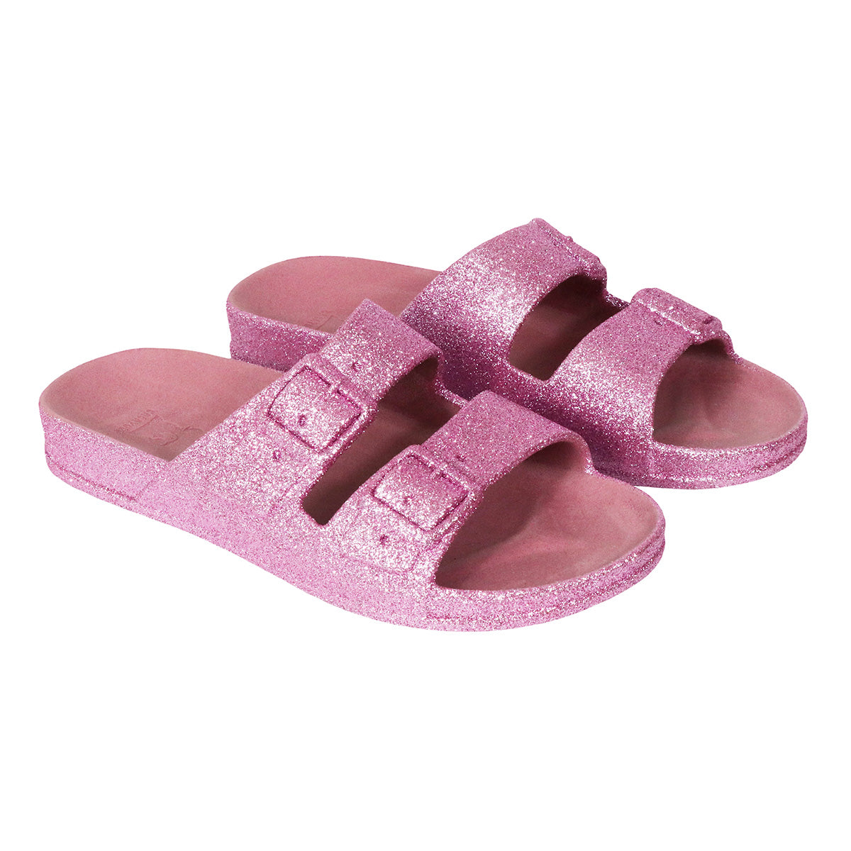 Sandales Cacatoes modèle Trancoso Pink vue de 3/4 : un design éclatant et estival dans une teinte rose vive, parfait pour un style joyeux et coloré.