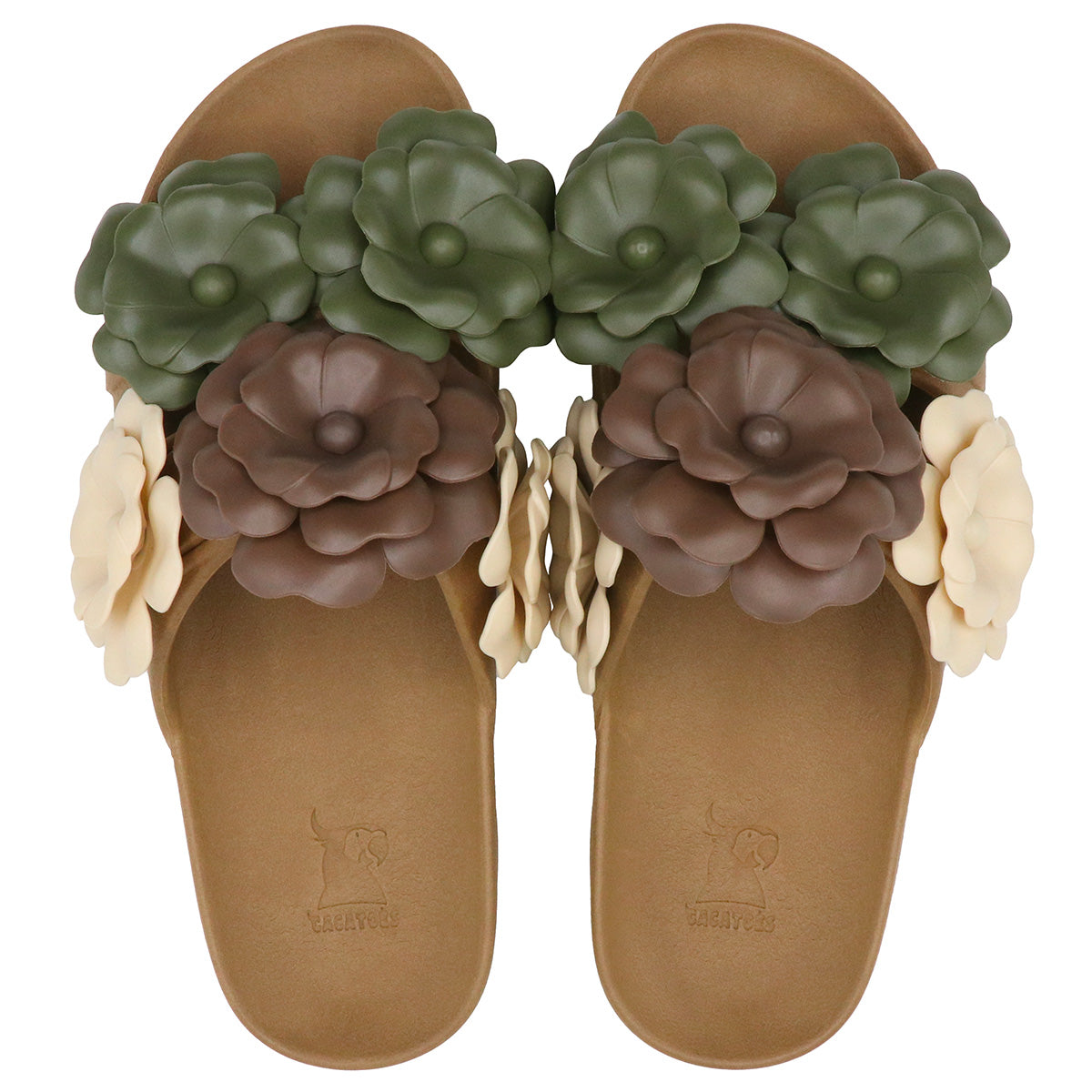 Sandales Cacatoès Camélia Camel Multico, vue de face, design coloré et élégant, idéale pour un look estival chic et confortable.