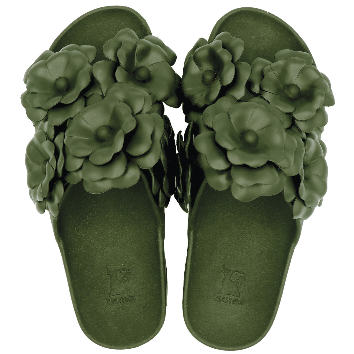 Sandales Cacatoès Camélia Dark Kaki, vue de face, style sophistiqué et moderne, idéal pour une tenue élégante.
