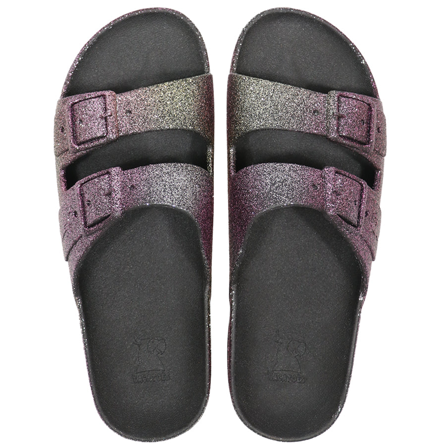 Sandales noires à paillettes, modèle Sereia Black, de la marque Cacatoes
