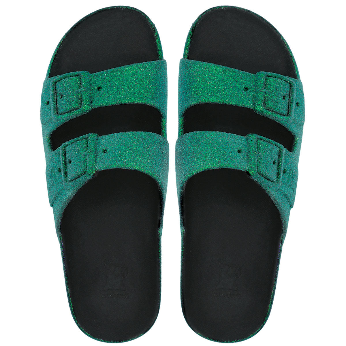 Sandales Cacatoes Trancoso Peacock vues de face, offrant confort et style avec une teinte peacock vibrante pour un look estival éclatant et élégant.