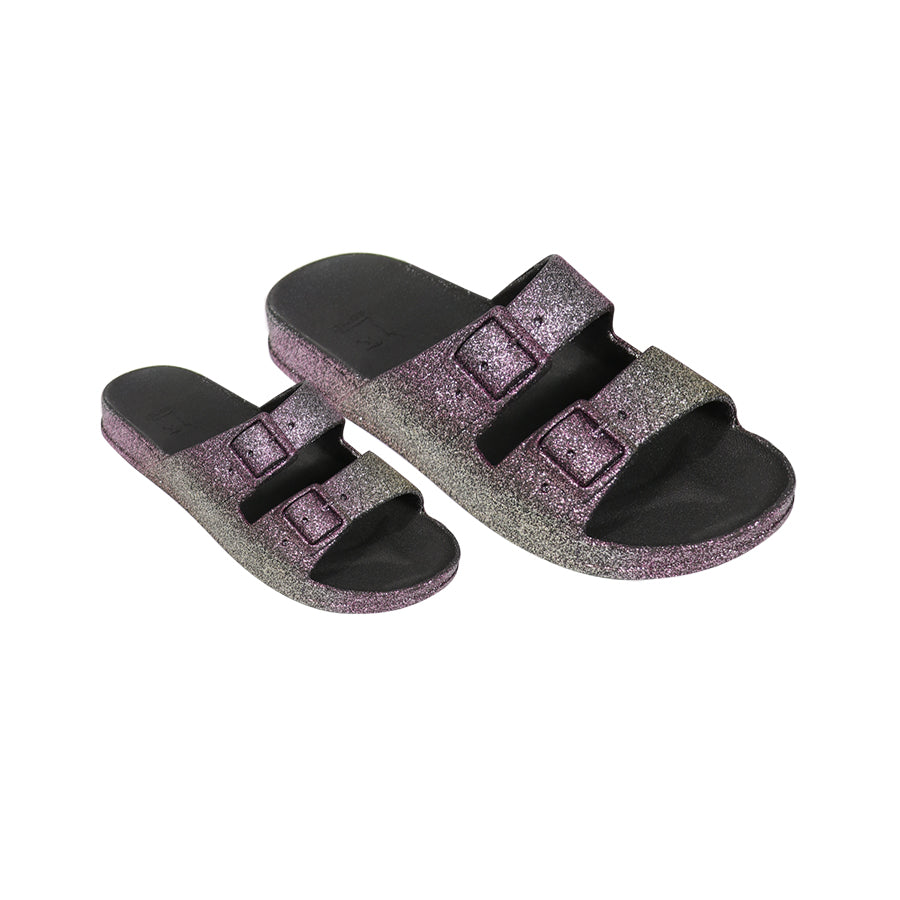 Sandales noires à paillettes, modèle Sereia Black, de la marque Cacatoes