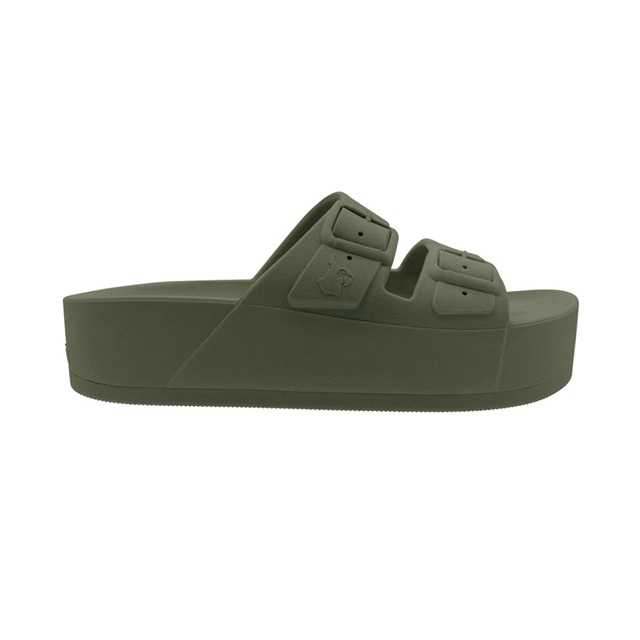Sandales Cacottes modèle Caipirinha Classic Dark Kaki vue de profil : un design intemporel et élégant dans une teinte kaki foncé, parfaites pour un look estival chic et naturel.