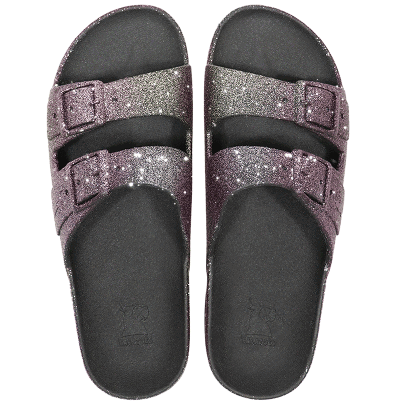 CACATOES Sandales Plates Femme Sereia Pailletées Noires – Taille 36 – Look Chic & Étincelant Pour L’Été