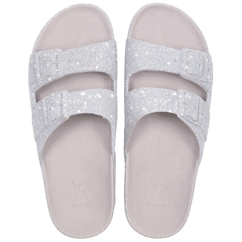 Sandales Plates Femme Cacatoès Trancoso – Paillettes Argent, Taille 42, Semelle Souple, PVC Recyclable