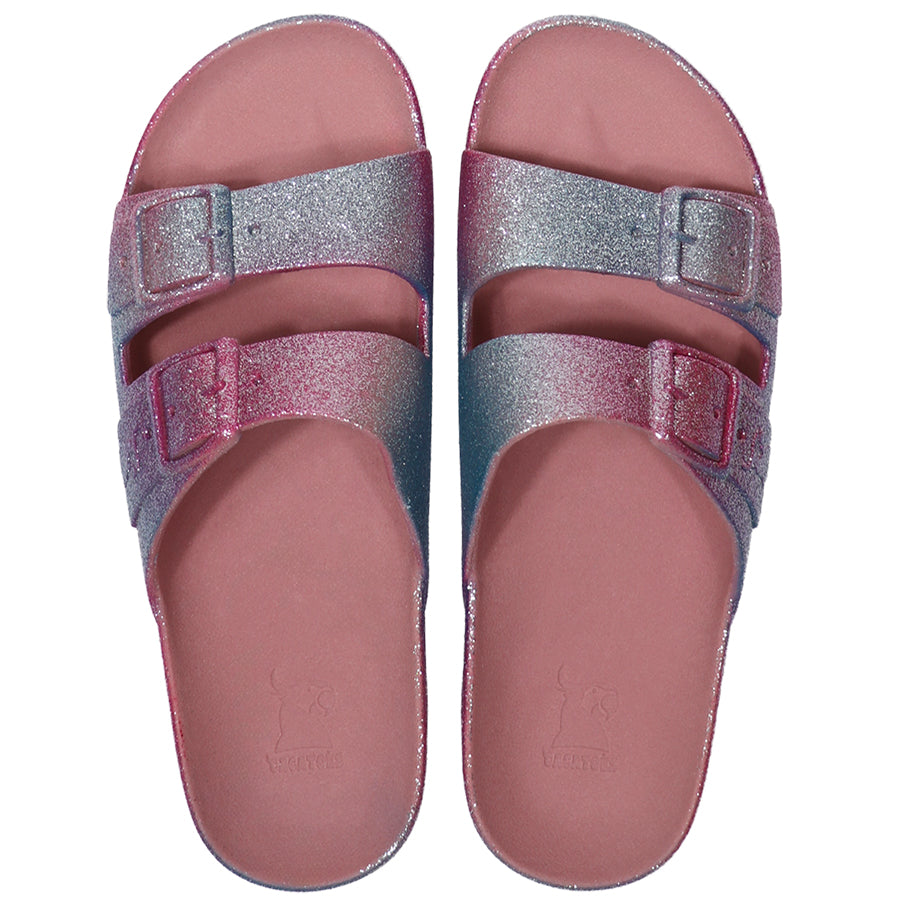 Sandales à paillettes roses, modèle Face Sereia Vintage Pink, de la marque Cacatoes